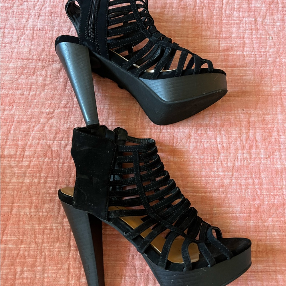 Black summer high heels